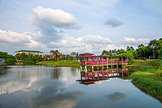 广东江门市世界文化遗产开平立园湖园林建筑