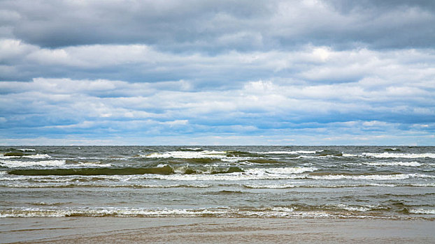 低,灰色,云,上方,水,波罗的海