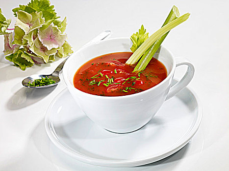 西红柿汤,芹菜,棍