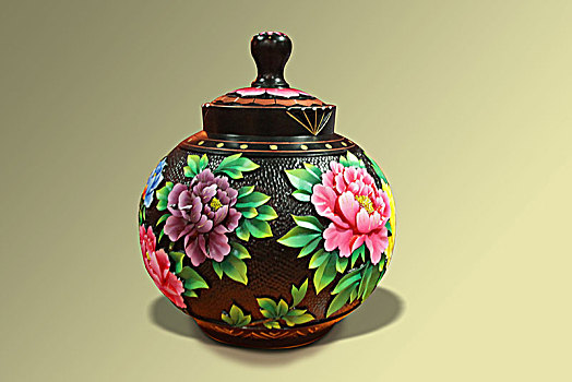 彩绘刺绣陶罐