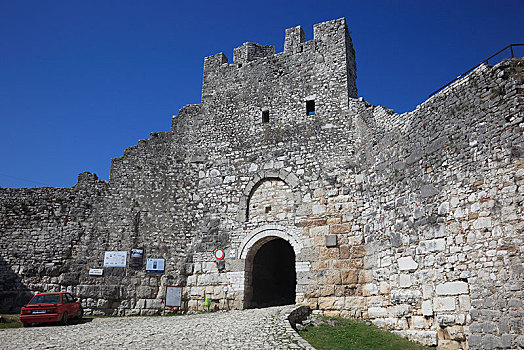 入口,培拉特,城堡,阿尔巴尼亚,欧洲
