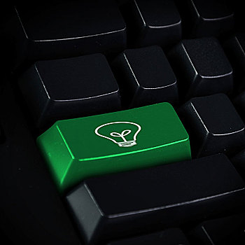 电脑键盘,绿色,回车键,回收标志,商务