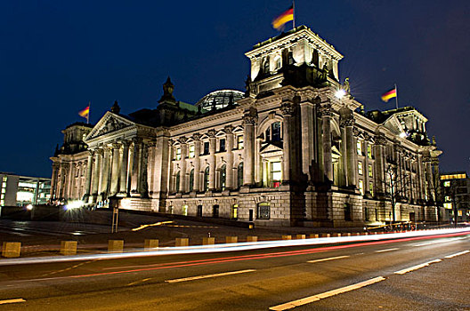 亮光,小路,正面,德国国会大厦,议会,柏林,德国,欧洲