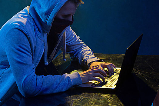 兜帽,电脑,黑客,盗窃,信息,笔记本电脑