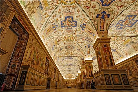 梵蒂冈,图书馆,罗马,意大利,仰视