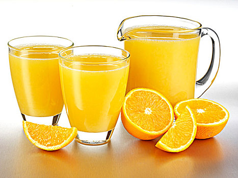 玻璃杯,罐,橙汁