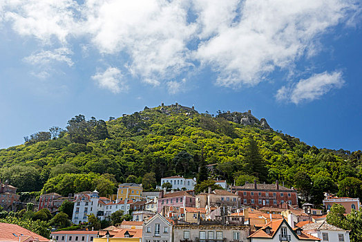 城堡,摩尔风格,要塞,高处,城镇,辛特拉,里斯本,地区,葡萄牙,欧洲