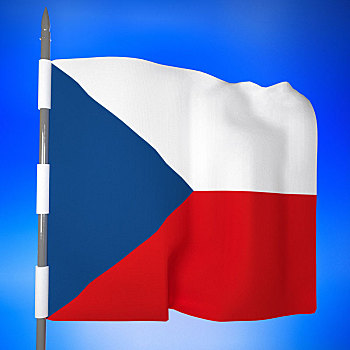 捷克共和国,旗帜,上方,蓝天