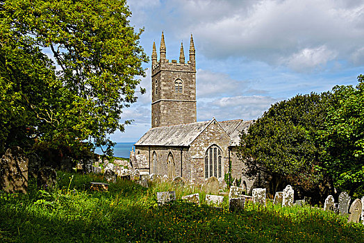 墓地,教堂,康沃尔,英格兰,英国