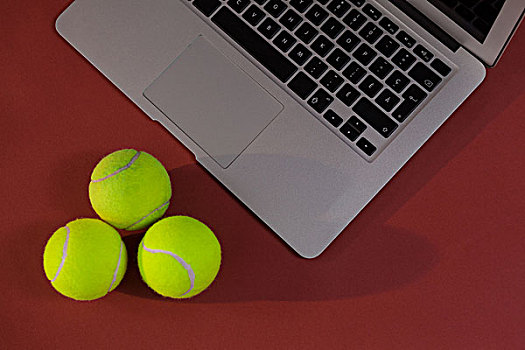 俯拍,网球,笔记本电脑,栗色,背景