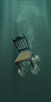 椅子,沉没,水中