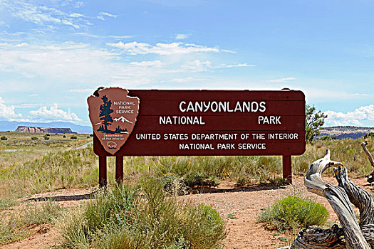 入口标志,峡谷地国家公园,犹他,美国,北美