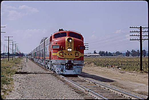 圣达菲,柴油车辆,列车,靠近,加利福尼亚,美国,铁路,运输,历史