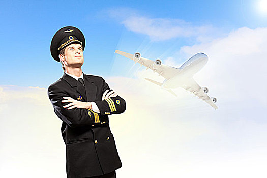 图像,男性,飞行员,飞机,背景