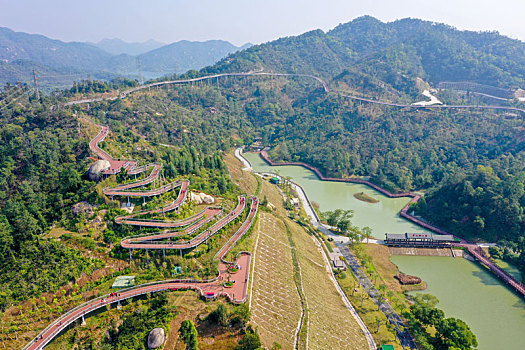 航拍广东珠海香山湖公园香山云道