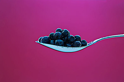 新鲜,蓝莓,金属,镀铬,勺子,背景