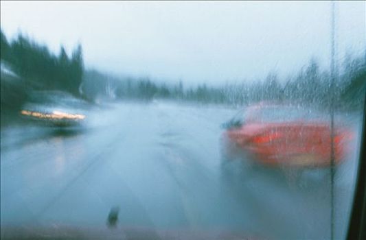 移动,交通,模糊,汽车,下雨,公路,夏天