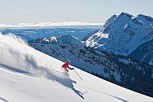女青年,滑雪,粉末,不列颠哥伦比亚省,加拿大