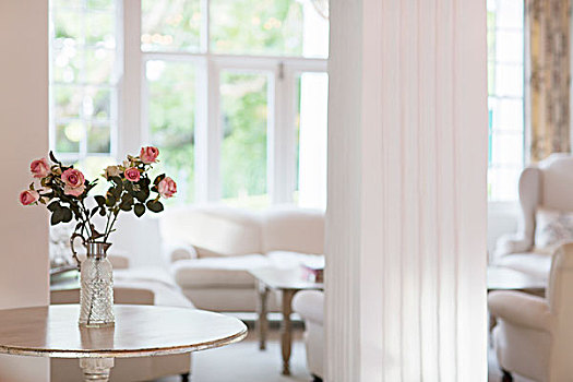玫瑰花束,桌上,奢华,客厅