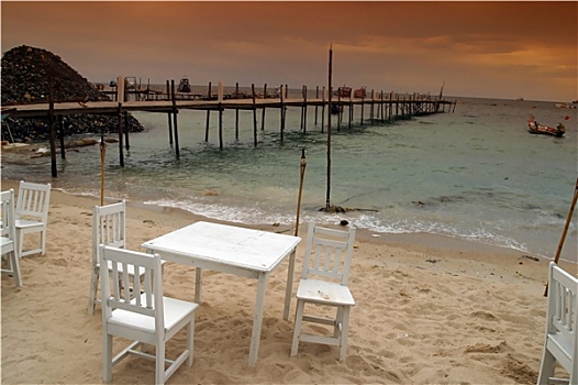 白色,椅子,海滩,泰国