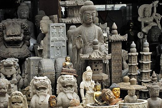 雕塑,古玩店,上海,中国,亚洲