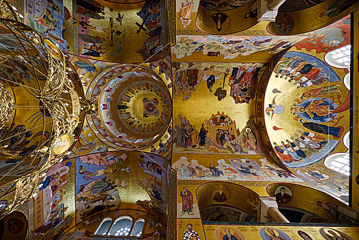教堂,天花板,塞尔维亚,东正教,大教堂,波德戈里察,黑山,欧洲
