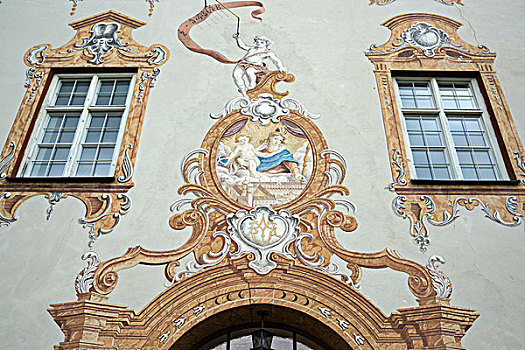墙壁彩绘,建筑,本尼特伯扬,教堂,上巴伐利亚,巴伐利亚,德国,欧洲
