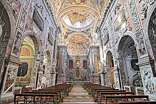室内,巴洛克式教堂,教会,巴勒莫,意大利