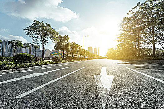 空,沥青,道路,阳光