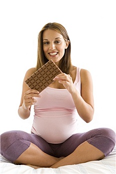 孕妇,拿着,巧克力,抠像