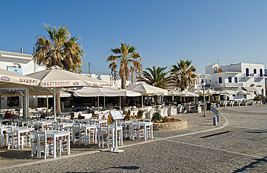 希腊,帕罗斯岛,餐馆,桌子,港口,市中心