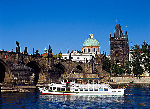 老城,立交桥,伏尔塔瓦河,布拉格,捷克共和国