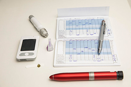 糖尿病,左边,血糖计,测验,细条,装置,胰岛素,笔,血,葡萄糖,日记,德国,欧洲