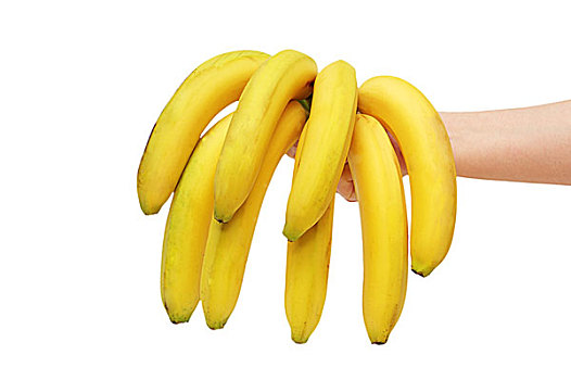 握着,香蕉串,隔绝,白色背景