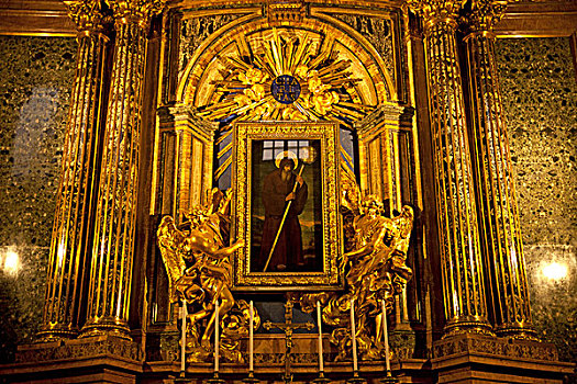 金色,天使,描绘,圣坛,教堂,罗马,拉齐奥,意大利,欧洲