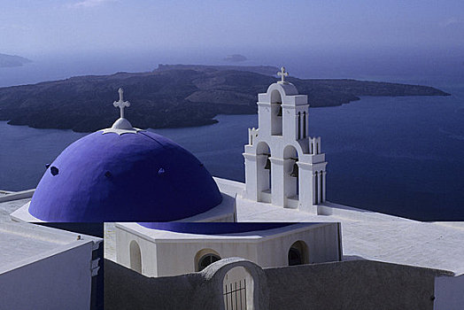 希腊,锡拉岛,教堂,钟楼