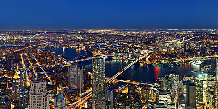 屋顶,夜晚,全景,风景,纽约,市区,城市,摩天大楼