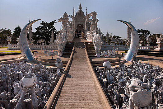 白色,庙宇,入口,寺院,清莱,北方,泰国,亚洲