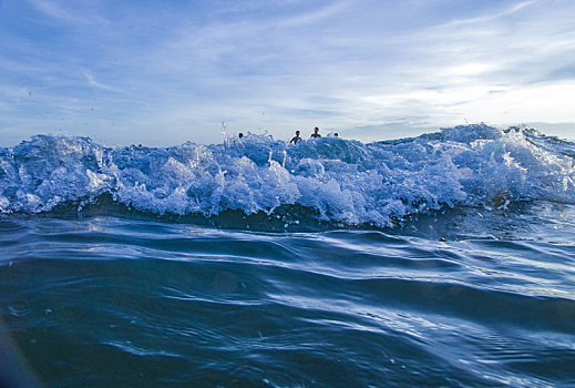 海浪,浪花,波浪,水浪,波纹,浪潮,浪,海洋,大海,海,海水,海平面,起伏,波幅,水,溅,蓝色,深蓝,冷色,移动,动感,流动,流线,纯,特写,蓝天,白云