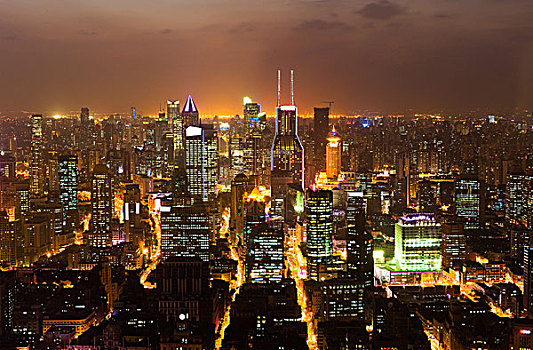 上海,中国,十一月,夜景,金融中心,天际线