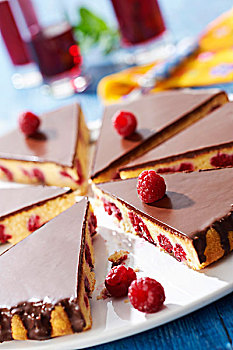脱脂奶,树莓,巧克力蛋糕