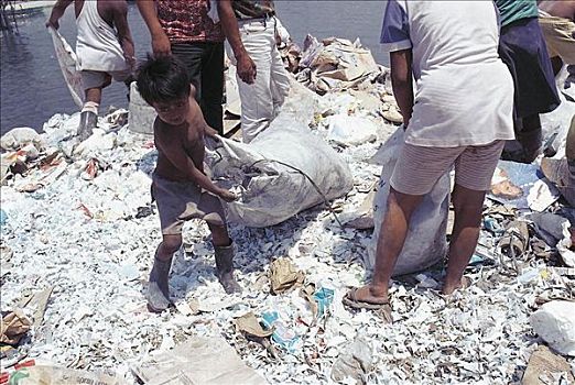 人,孩子,工作,废物处理,场所,马尼拉,菲律宾,亚洲