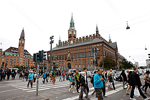 copenhagen,city,hall,and,square,丹麦哥本哈根市政厅广场