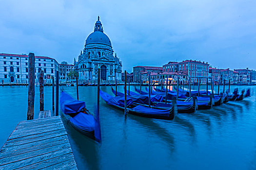 风景,大运河,教会,行礼,教堂,前景,蓝色,小船,威尼斯,意大利,欧洲