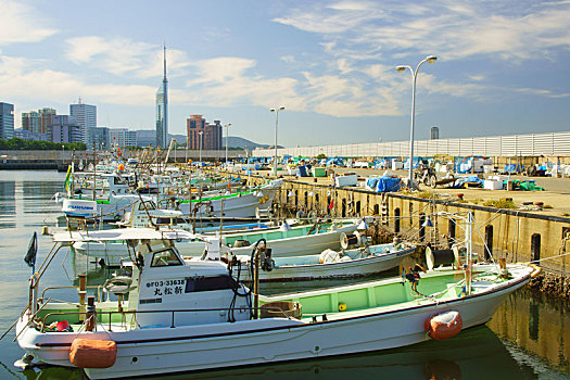 渔港,福冈,塔,日本