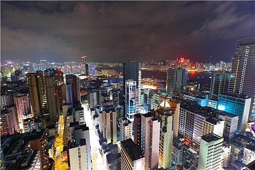 香港,建筑,夜晚