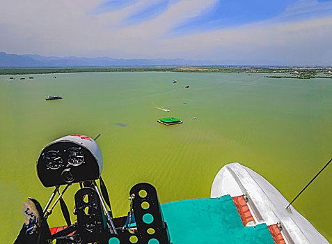 宁夏回族自治区沙湖景观,航拍