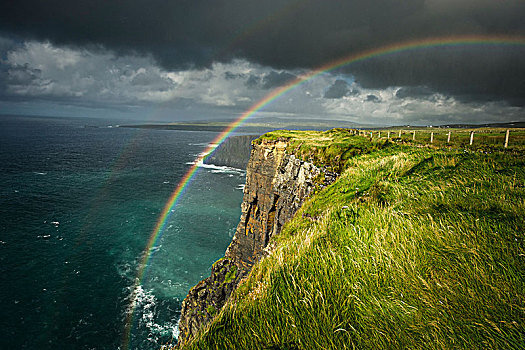 莫赫悬崖,彩虹,拱形,上方,悬崖,杜林,爱尔兰