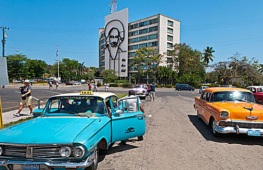 哈瓦那,古巴,老,经典,美洲,汽车,西恩富戈斯,设计,建筑