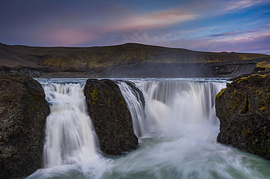 瀑布,河,冰岛高地,冰岛,欧洲